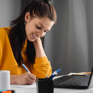 woman studying for online course